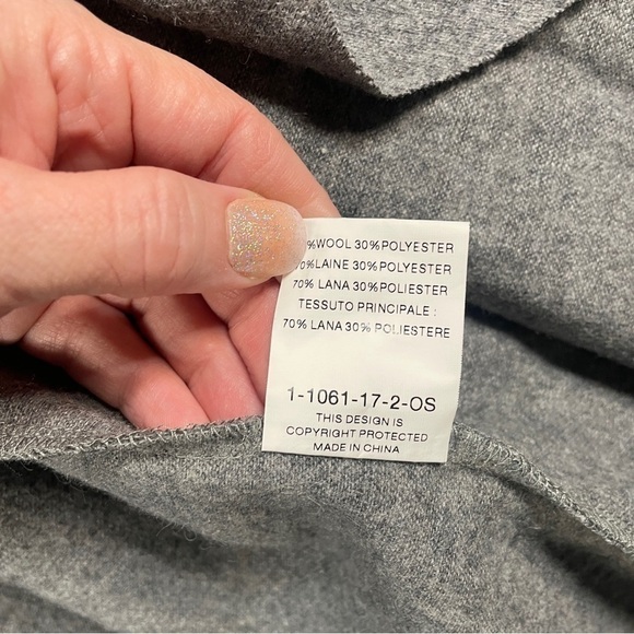 GOLDIE London Wool Open Front Cardigan Falling Out Grey Women's One Long Sleeve - Picture 13 of 14